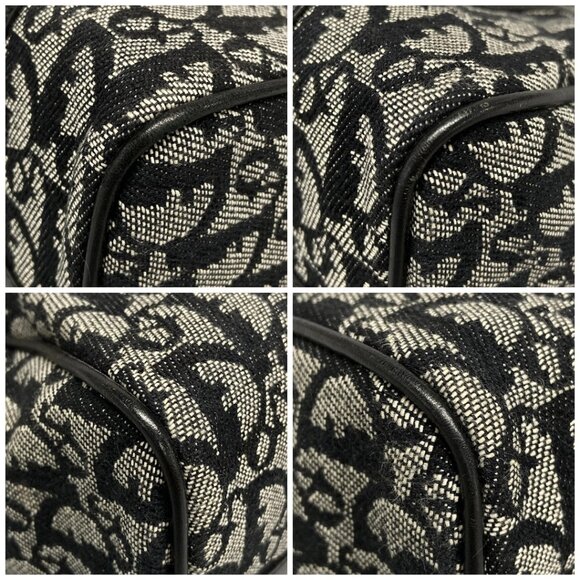 Auth DIOR/ChristianDior Trotteur Black Cream Jacquard Leather Handbag - Picture 16 of 16